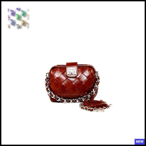 Handbags - Leather Quilted Chain Strap Crossbody Bag Vintage Style Mini Shoulder Bag